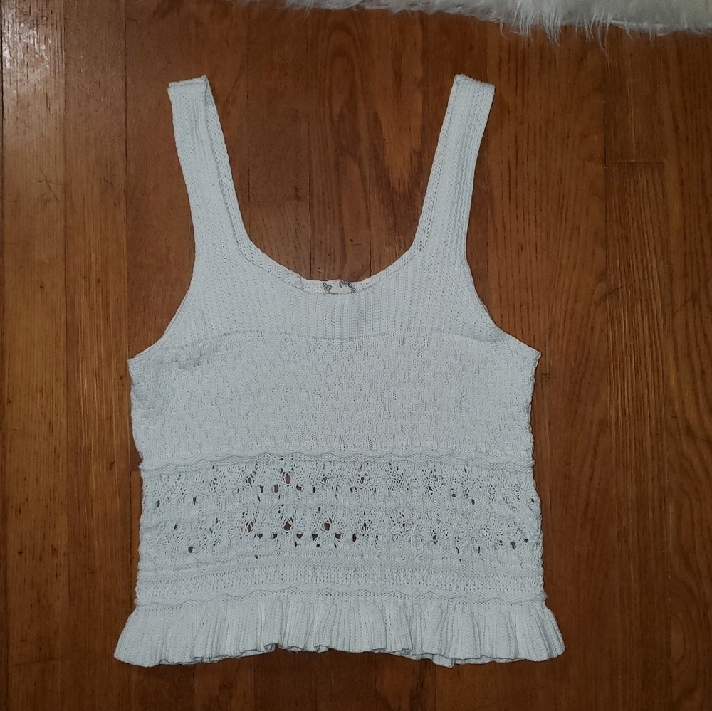 Blu Pepper Knit Tank Top With Ruffle
